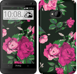 

Чохол Троянди на чорному тлі на HTC One M7 546882