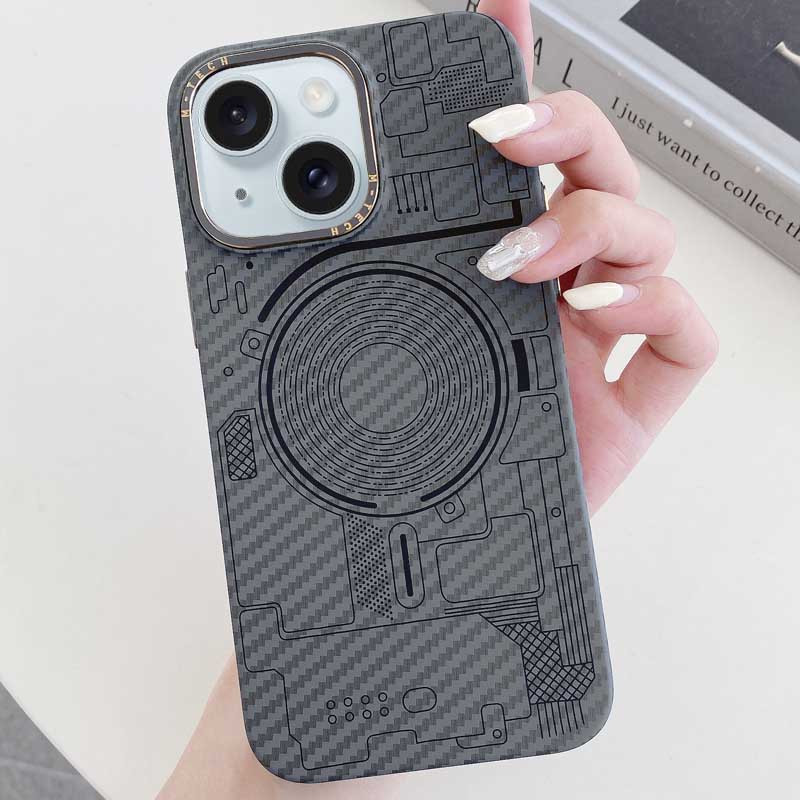 Купить Чехол M-Tech Carbon soft touch with Magnetic Safe для Apple iPhone 15 (6.1") (Grey) на vchehle.ua