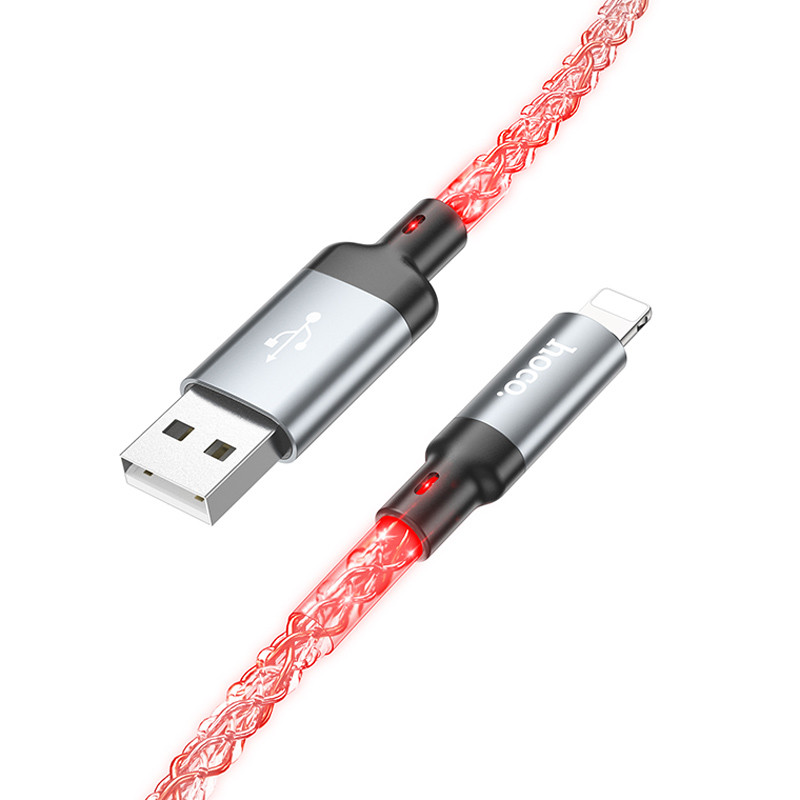 Фото Дата кабель Hoco U112 Shine 2.4A USB to Lightning (1m) (Gray) на vchehle.ua