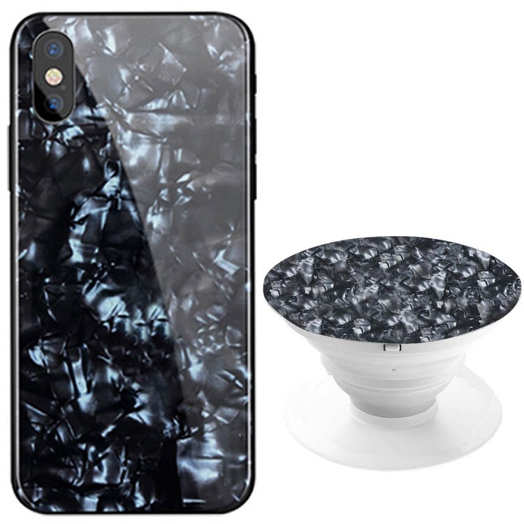 

TPU+Glass чехол Shell с круглой подставкой для Apple iPhone XS Max (6.5") (Черный) 678401