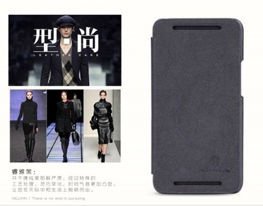 Кожаный чехол (книжка) Nillkin Fashion series для HTC One / M7 (+ пленка) (Черный)