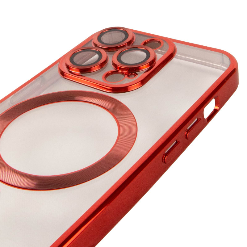 Фото TPU чехол Fibra Chrome with Magnetic safe для Apple iPhone 15 Pro (6.1") (Red) в магазине vchehle.ua