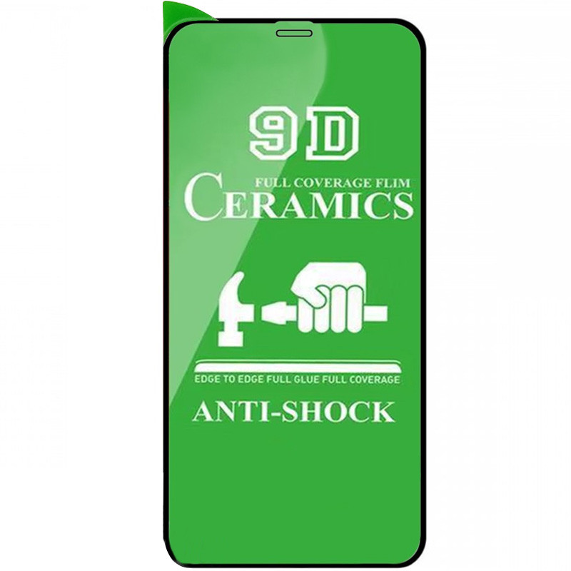Защитная пленка Ceramics 9D (без упак.) для Apple iPhone 13 / 13 Pro (6.1") (Черный)