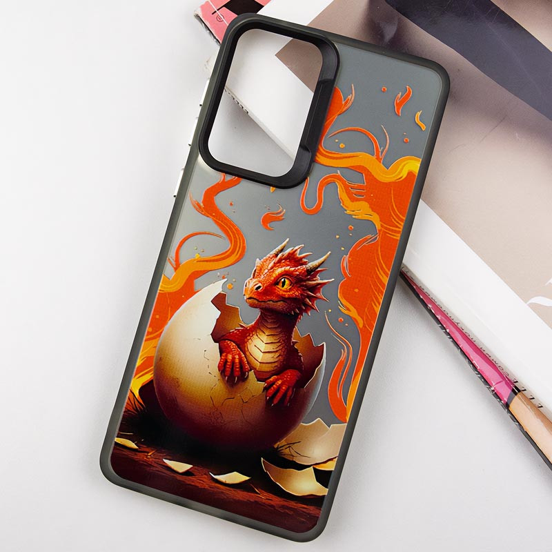 Фото TPU+PC чехол TakiTaki Fantasy magic glow для Apple iPhone 15 (6.1") (Fire dragon - Black) в магазине vchehle.ua