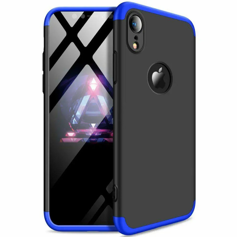Пластикова накладка GKK LikGus 360 градусів (opp) з лого на Apple iPhone XR (6.1") (Чорний / Синій)