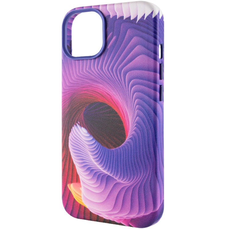 Фото Шкіряний чохол Colour Splash with Magnetic Safe на Apple iPhone 12 Pro / 12 (6.1") (Purple / Pink) в маназині vchehle.ua