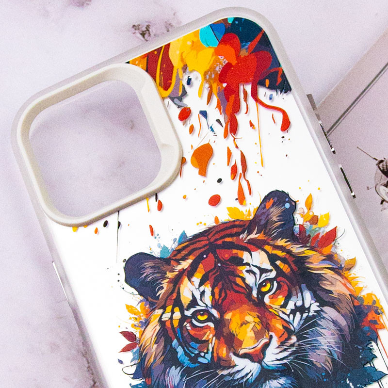 Фото TPU+PC чехол TakiTaki Magic glow для Apple iPhone 15 (6.1") (Tiger / White) в магазине vchehle.ua