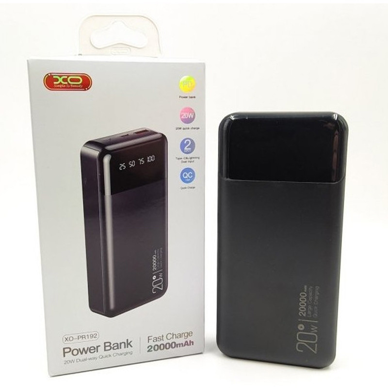 Фото Портативний ЗП Power Bank XO PR192 PD20W/QC18W 20000 mAh (Black) в маназині vchehle.ua