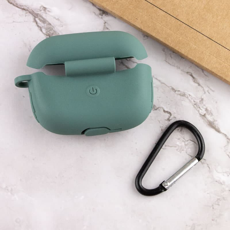 Силиконовый футляр New с карабином для наушников Airpods Pro (Зеленый / Pine green) в магазине vchehle.ua