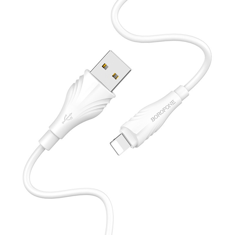 Фото Дата кабель Borofone BX18 Optimal USB to Lightning (3m) (Білий) на vchehle.ua