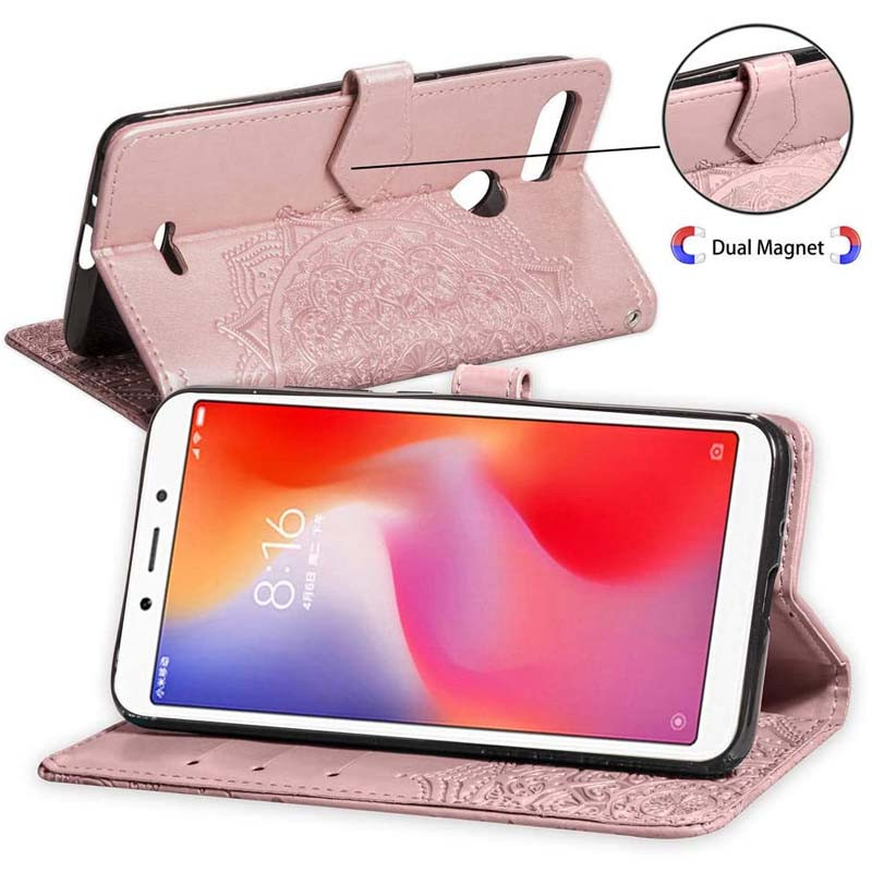 Фото Кожаный чехол-книжка Art Case с визитницей для Xiaomi Redmi 6 (Розовый) в магазине vchehle.ua