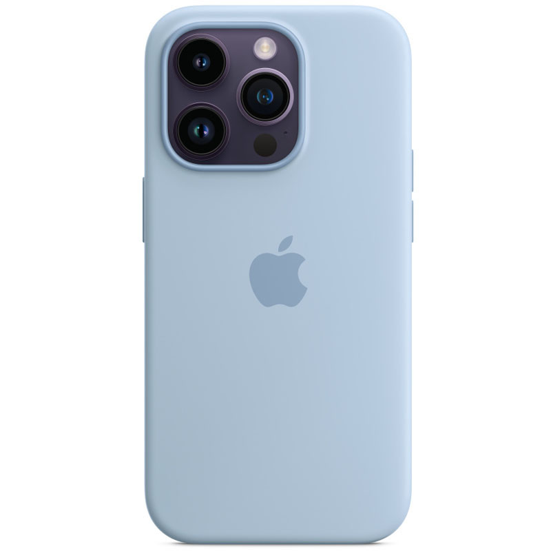 Чехол Silicone case (AAA) full with Magnetic Safe для Apple iPhone 14 Pro (6.1") (Голубой / Sky)