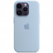 Чехол Silicone case (AAA) full with Magnetic Safe для Apple iPhone 14 Pro (6.1") (Голубой / Sky)