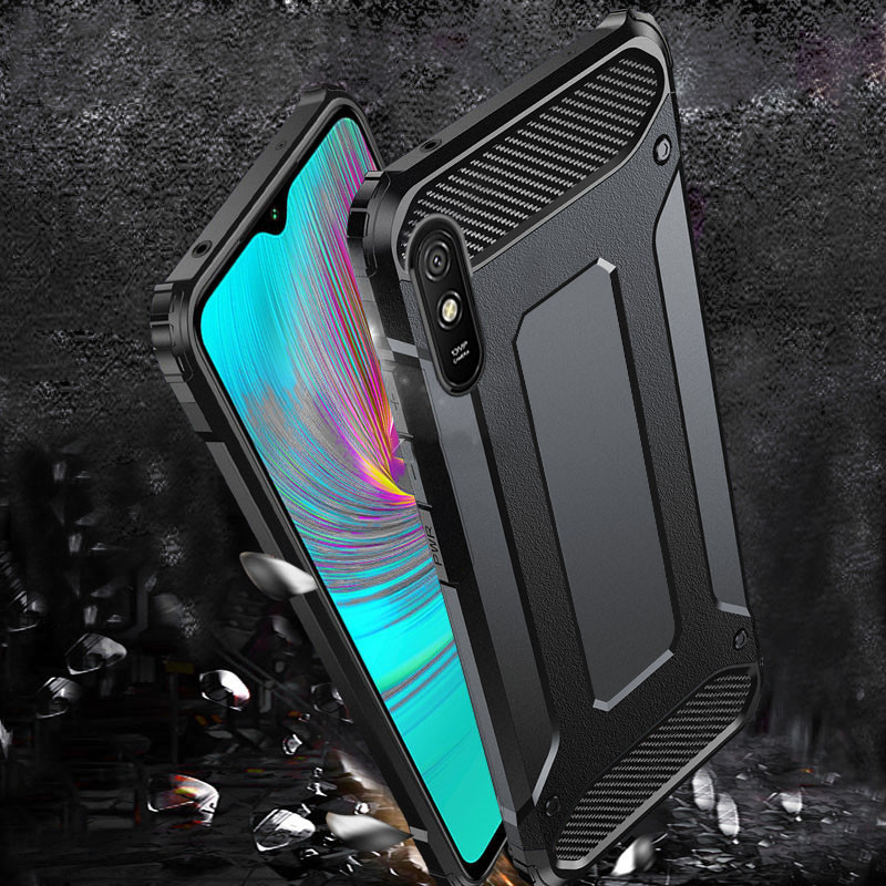 Броньований протиударний TPU+PC чохол Immortal на Xiaomi Redmi 9A (Метал / Gun Metal) в магазині vchehle.ua