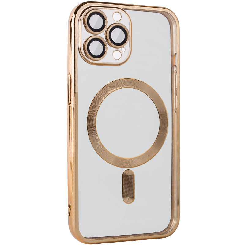 TPU чохол Fibra Chrome with Magnetic safe на Apple iPhone 13 Pro (6.1") (Gold)