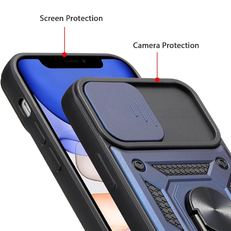 Фото Ударостійкий чохол Camshield Serge Ring на Apple iPhone X / XS (5.8") (Синій) в маназині vchehle.ua