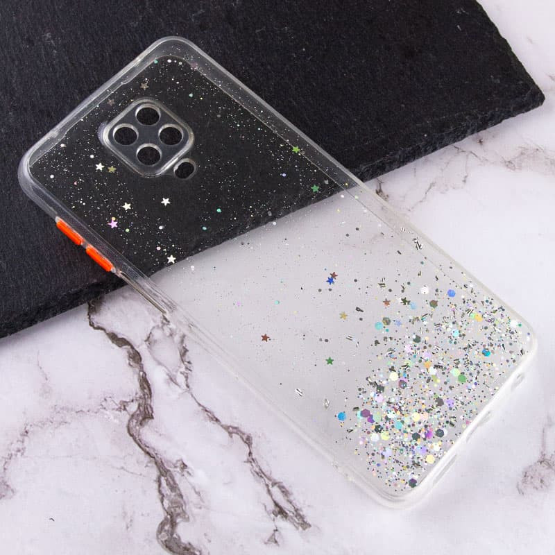 Фото TPU чохол Spangle star із захистом камери на Xiaomi Redmi Note 9s / Note 9 Pro / Note 9 Pro Max (Прозорий) на vchehle.ua