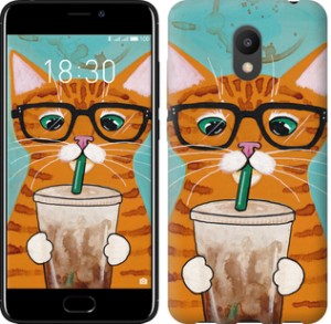 Чехол Зеленоглазый кот в очках для Meizu M6