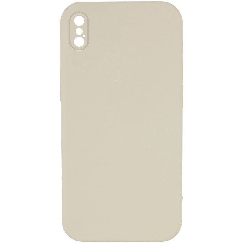 Silicone Case Square Full Camera Protective (AA) NOLOGO на Apple iPhone X / XS (5.8") (Бежевий / Antigue White)