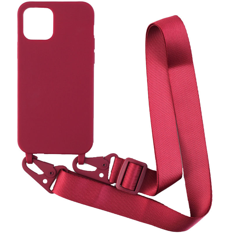 

Чохол Crossbody з довгим кольоровим ремінцем на Apple iPhone 13 (6.1") (Бордовий) 1421325