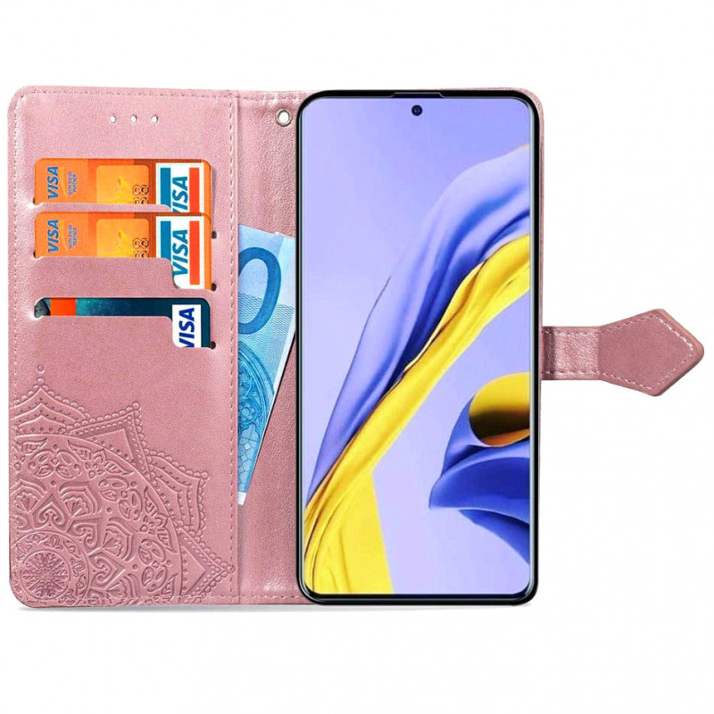 Шкіряний чохол-книжка Art Case з візитницею на Samsung Galaxy A71 (Рожевий) в магазині vchehle.ua