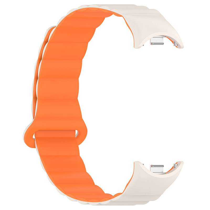 Фото Ремешок Dual-color Magnetic для Xiaomi Mi Band 9/8 (White / Orange) в магазине vchehle.ua