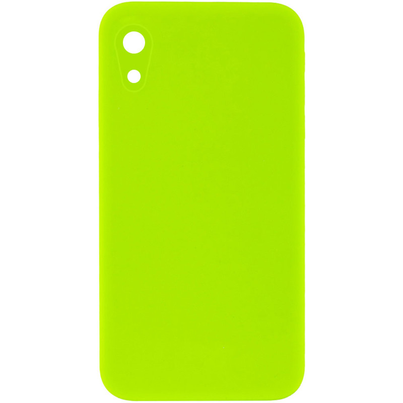 Silicone Case Square Full Camera Protective (AA) NOLOGO для Apple iPhone XR (6.1") (Салатовый / Neon green)