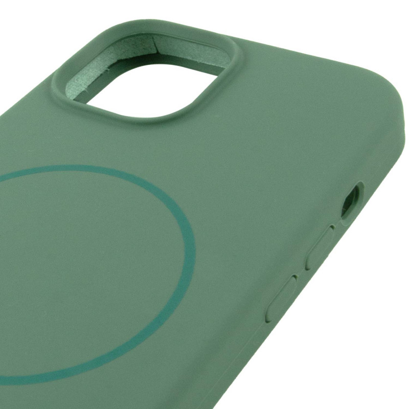 Чохол Silicone Case Full Protective (AA) NO LOGO with Magnetic Safe на Apple iPhone 14 (6.1") (Зелений / Pine green) в магазині vchehle.ua