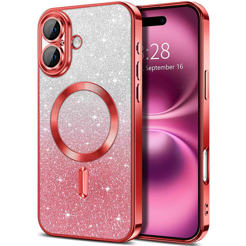 TPU чехол Delight case with Magnetic Safe с защитными линзами на камеру для Apple iPhone 16 (6.1") (Красный / Red)