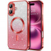 TPU чехол Delight case with Magnetic Safe с защитными линзами на камеру для Apple iPhone 16 (6.1") (Красный / Red)