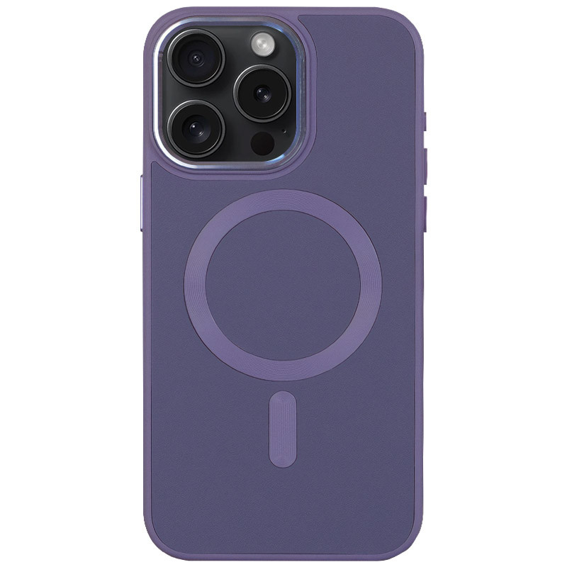 Шкіряний чохол Bonbon Leather Metal Style with Magnetic Safe на Apple iPhone 13 Pro (6.1") (Сірий / Lavender)