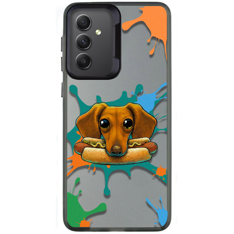 TPU+PC чохол TakiTaki Graffiti magic glow на Samsung Galaxy A34 5G (Sausage dog / Black)