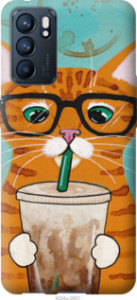 Чехол Зеленоглазый кот в очках для Oppo Reno6 5G