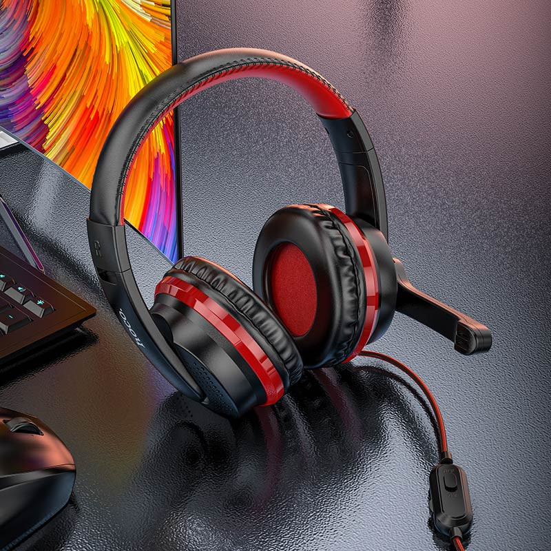 Накладные наушники Hoco W103 Magic Tour Gaming (3.5mm/1.2m) (Красный) в магазине vchehle.ua