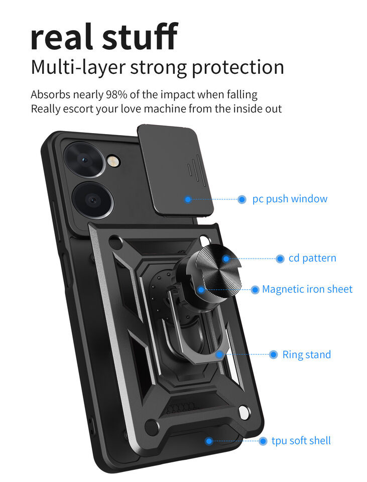 Заказать Ударопрочный чехол Camshield Serge Ring для Realme C33 (Черный) на vchehle.ua