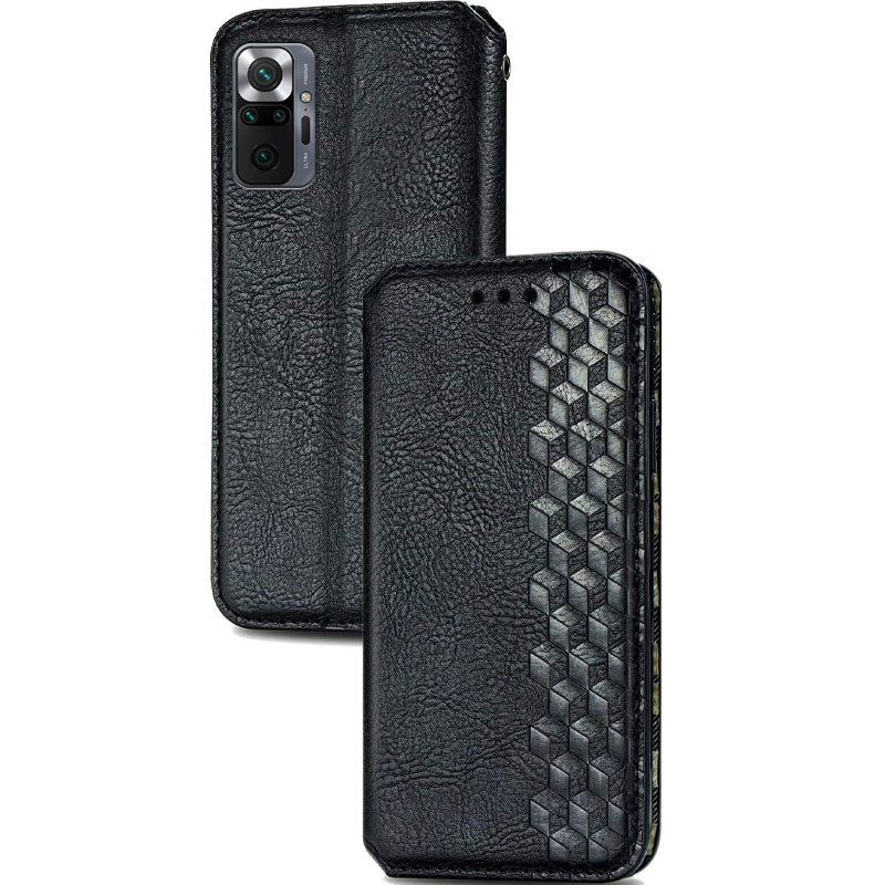 Шкіряний чохол-книжка GETMAN Cubic (PU) на Xiaomi Redmi Note 10 Pro / 10 Pro Max (Чорний) в магазині vchehle.ua