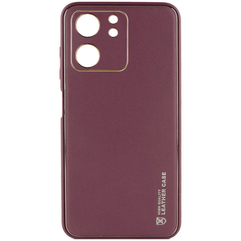 Кожаный чехол Xshield для Xiaomi Redmi 13C / Poco C65 (Бордовый / Plum Red)