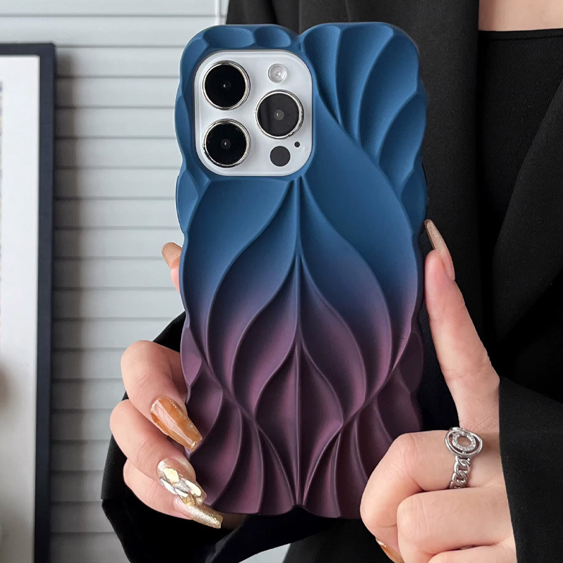 Фото TPU чехол Leaf для Apple iPhone 16 Pro (6.3") (Navy Blue / Plum) в магазине vchehle.ua