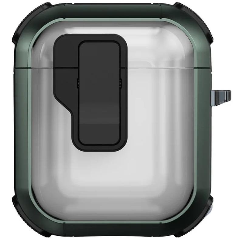 Футляр противоударный Locking Button для наушников Airpods 1/2 (Apple Green)