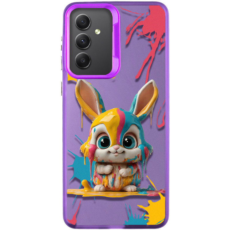 TPU+PC чехол TakiTaki Graffiti magic glow для Samsung Galaxy A14 4G/5G (Funny bunny / Purple)