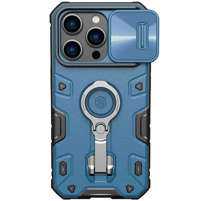 TPU+PC чохол Nillkin Metal CamShield Armor Pro no logo (зі шторкою) на Apple iPhone 14 Pro Max (Blue)