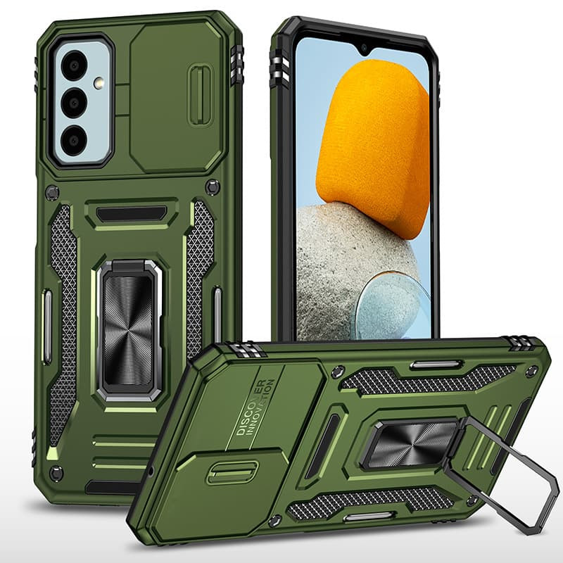 Ударопрочный чехол Camshield Army Ring для Samsung Galaxy A24 4G (Оливковый / Army Green)