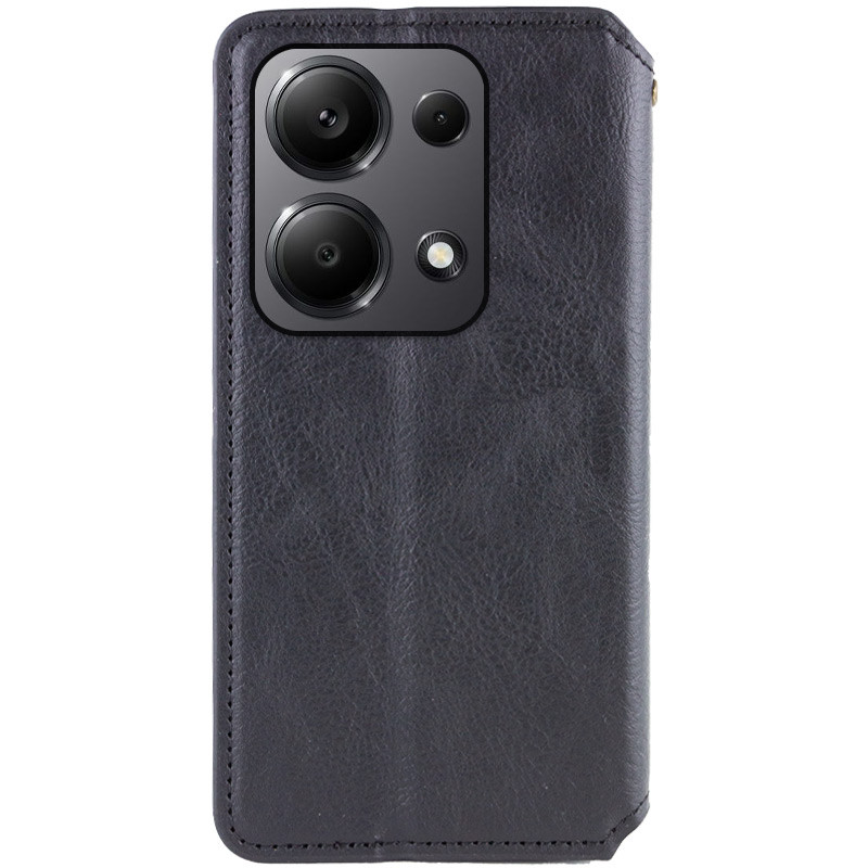 Фото Шкіряний чохол-книжка GETMAN Cubic (PU) на Xiaomi Redmi Note 13 Pro 4G / Poco M6 Pro 4G (Чорний) на vchehle.ua