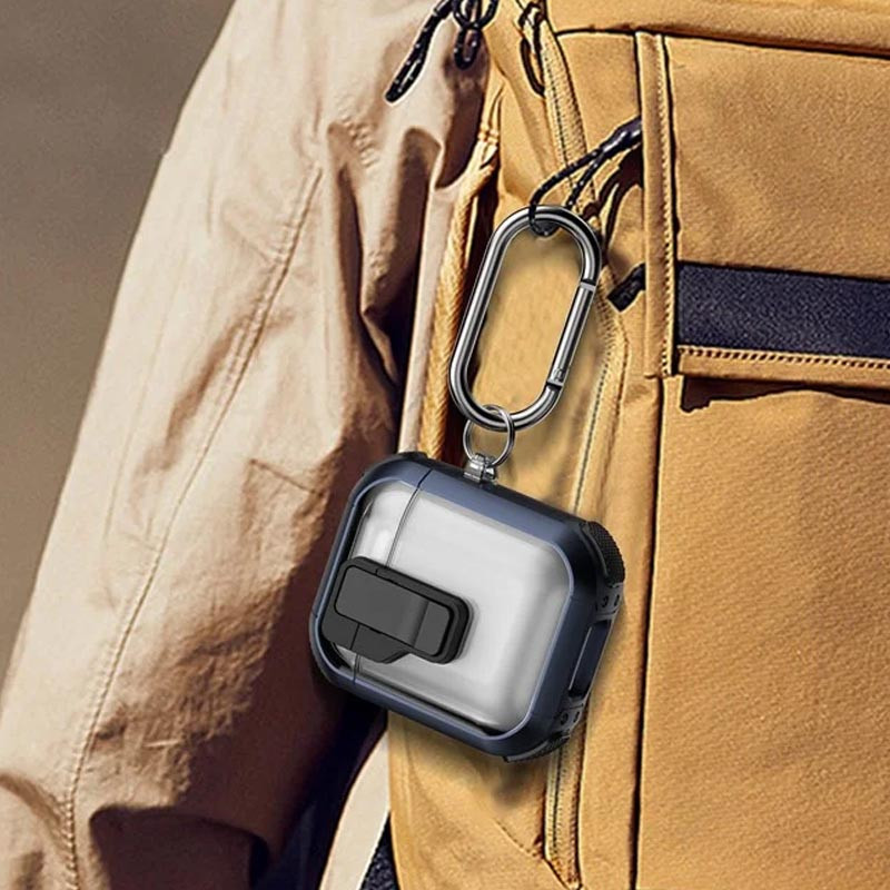 Купить Футляр противоударный Locking Button для наушников Airpods 1/2 (Blue) на vchehle.ua