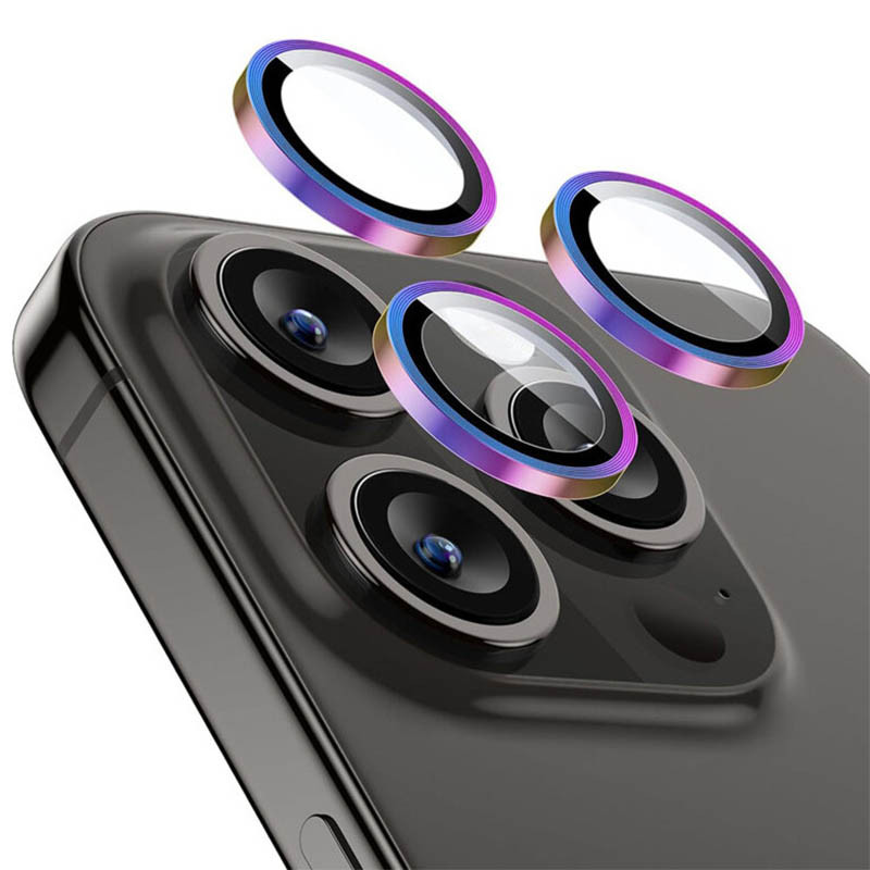 Защитное стекло Metal Classic на камеру (в упак.) для Apple iPhone 12 Pro / 11 Pro / 11 Pro Max (Сиреневый / Rainbow) в магазине vchehle.ua