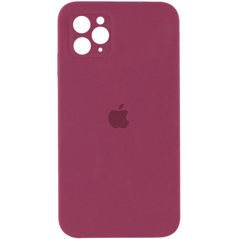 Чохол Silicone Case Square Full Camera Protective (AA) на Apple iPhone 11 Pro Max (6.5") (Бордовий / Plum)