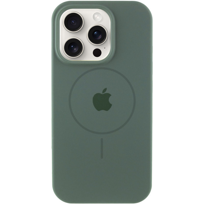 Чохол Silicone Case Full Protective (AA) with Magnetic Safe на Apple iPhone 15 Pro (6.1") (Зелений / Pine green)