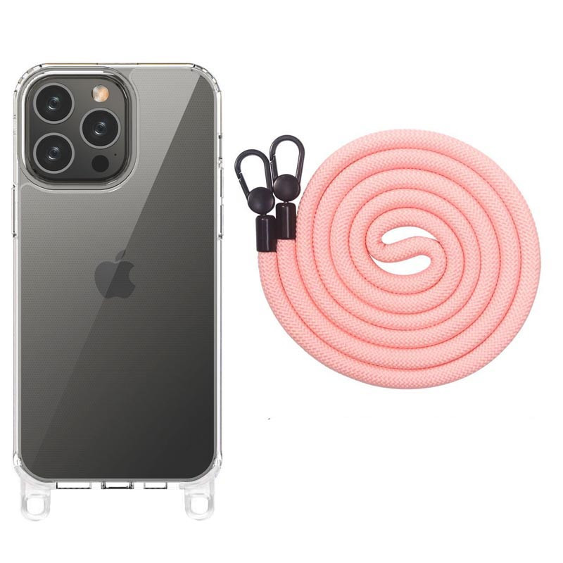 Чехол TPU Transparent with Straps для Apple iPhone 13 Pro (6.1") (Light Pink)