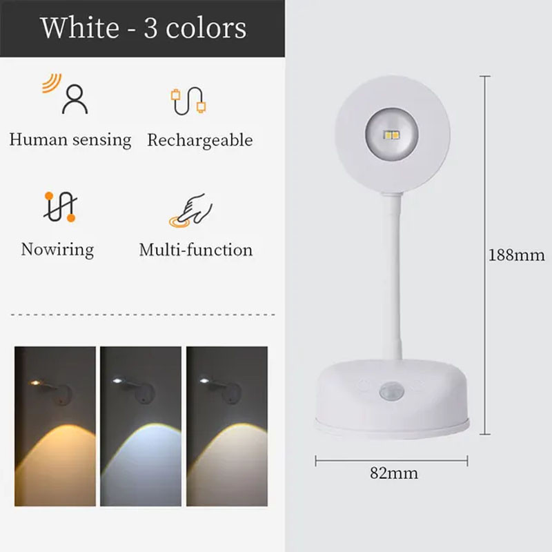 Фото Настільна лампа LED з датчиком руху 3 colour light MZ-L2201 (White) на vchehle.ua