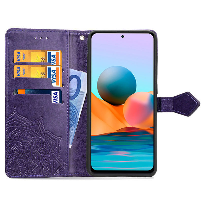 Купить Кожаный чехол-книжка Art Case с визитницей для Xiaomi Redmi Note 10 Pro / 10 Pro Max (Фиолетовый) на vchehle.ua